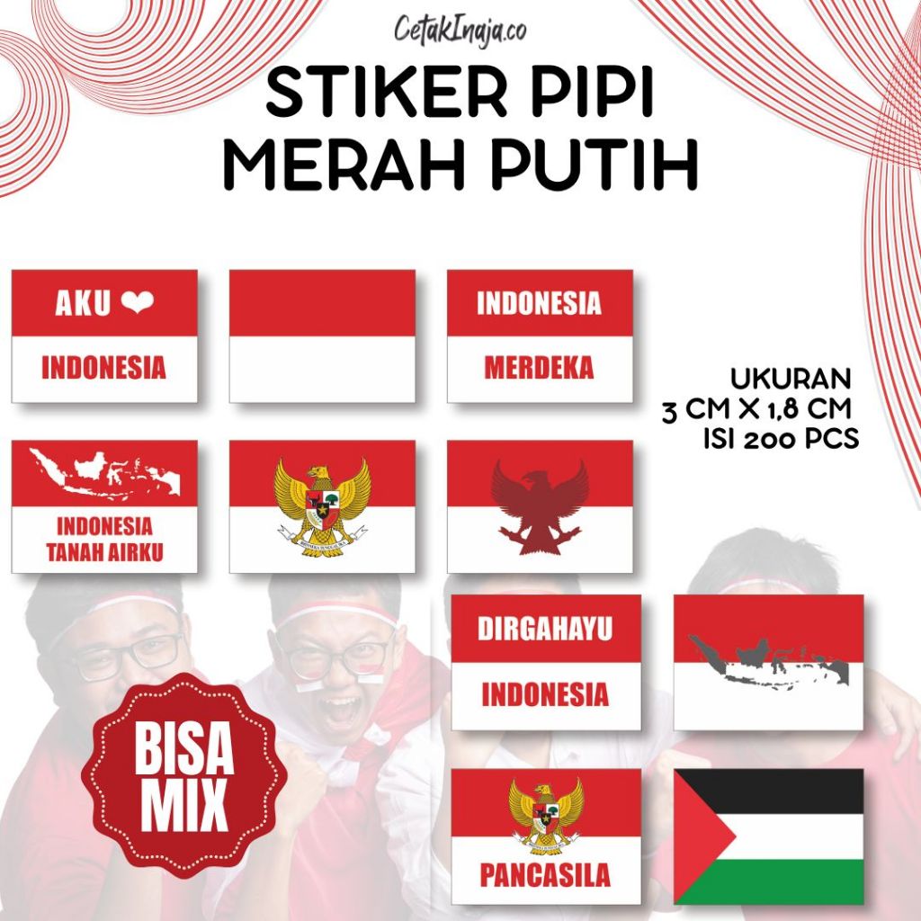 

(Isi 200 Pcs) Stiker Pipi Bendera Merah Putih Chromo l Kemerdekaan HUT Republik Indonesia 17 Agustus I Stiker Pipi murah LANGSUNG KIRIM