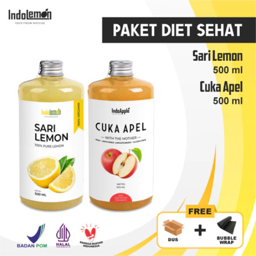

Indolemon - Paket Sehat 2IN1 - Sari Lemon Murni 500ML dan Cuka Apel 500ML - Halal dan BPOM