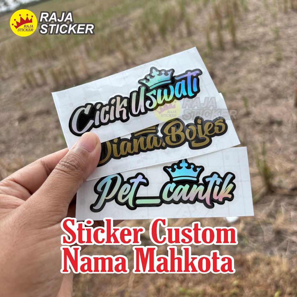 

STIKER NAMA CUSTOM NAMA REQUEST HOLOGRAM NAMA MAHKOTA - STIKER MOTOR - STIKER MOBIL / SETIKER NAMA SENDIRI DI Bawah LAMPU PELAT MOTOR