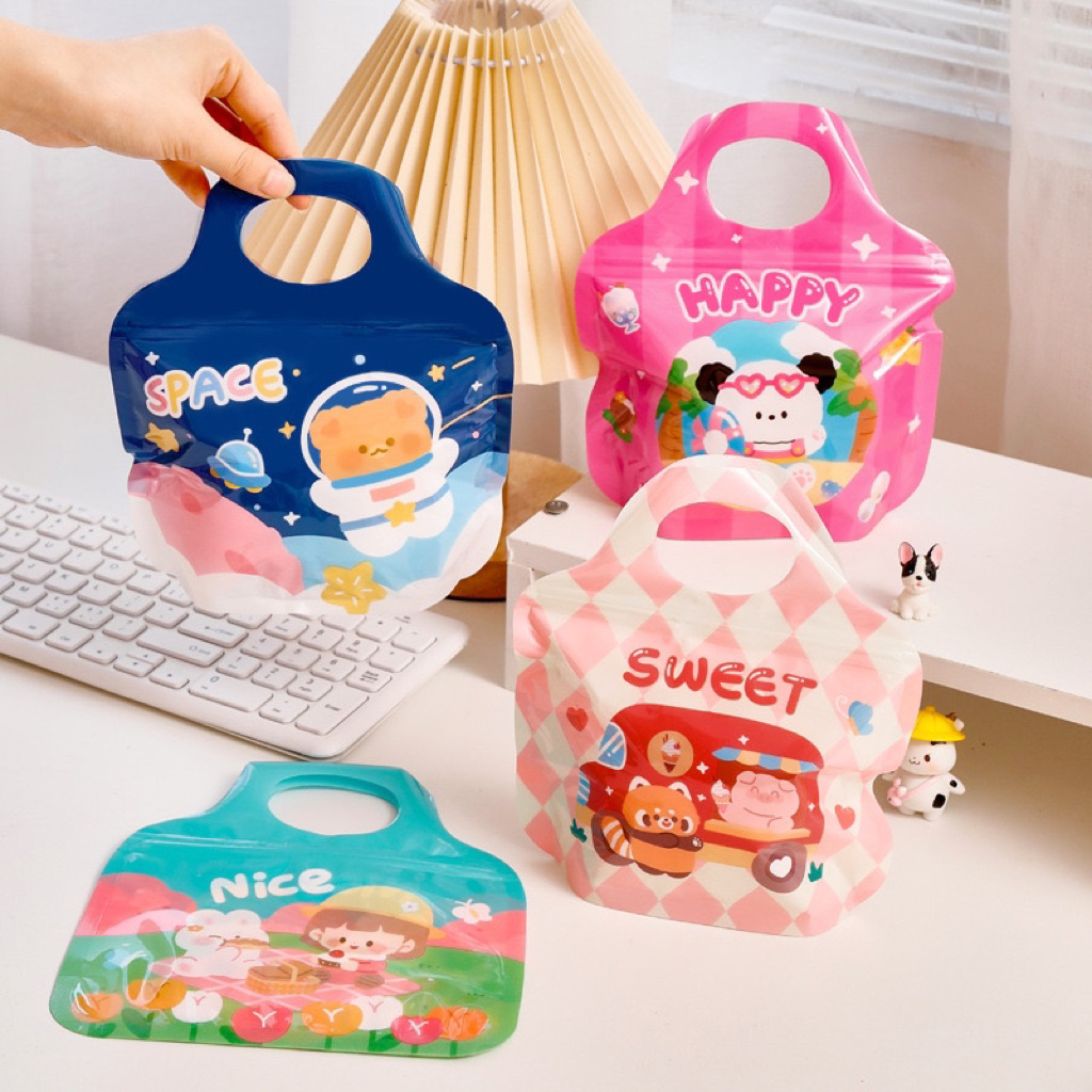 

(CLASHOP) Plastik Ziplock Mini Plastic Bag Zipper Karakter Hewan Goodie Bag Permen Biskuit Anti Air Tas Jinjing Hampers Lucu Motif Kartun