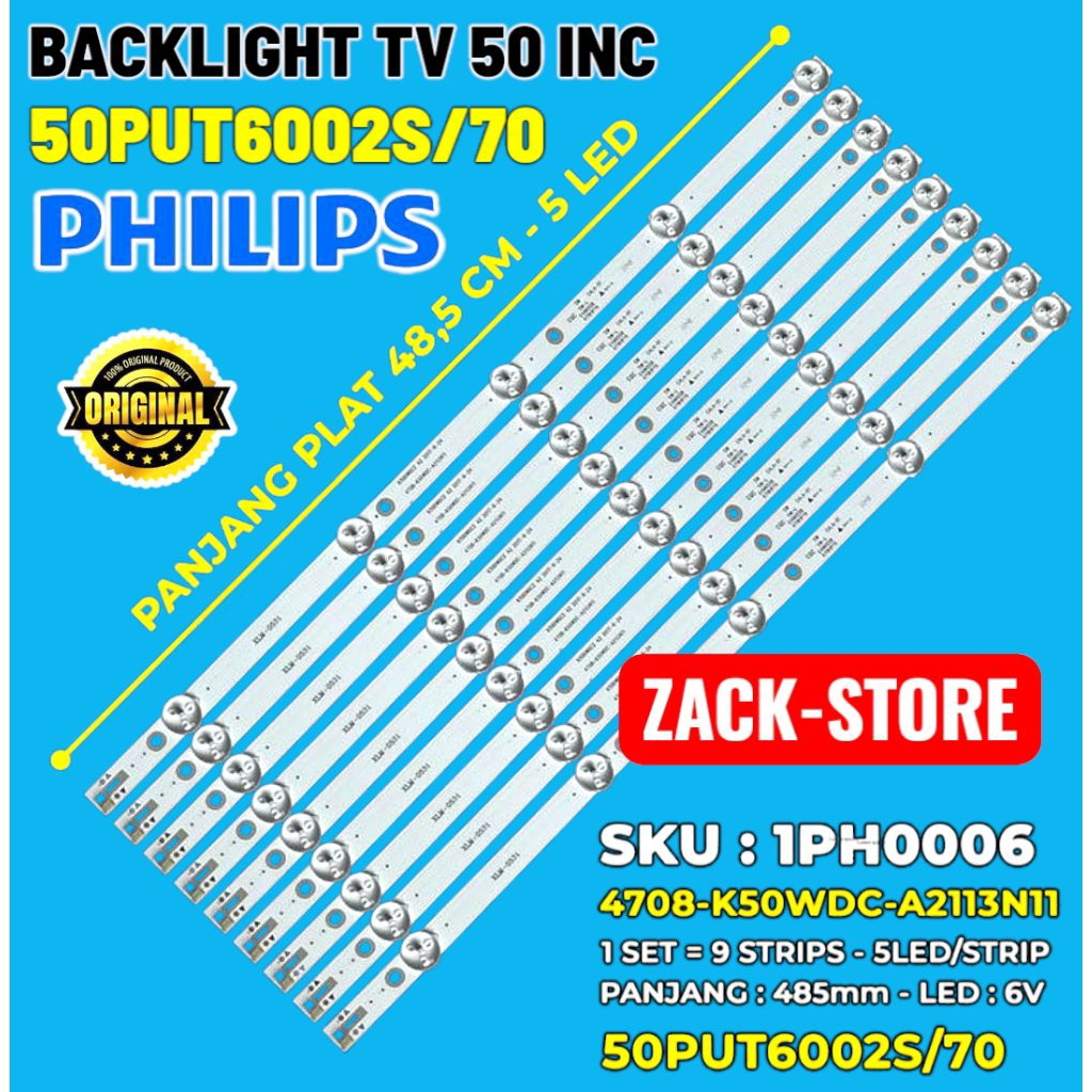 BACKLIGHT TV LED PHILIPS 50 INC 50PUT6002S/70 LAMPU BACKLIGHT TV PHILIPS 50 PUT6002S/70