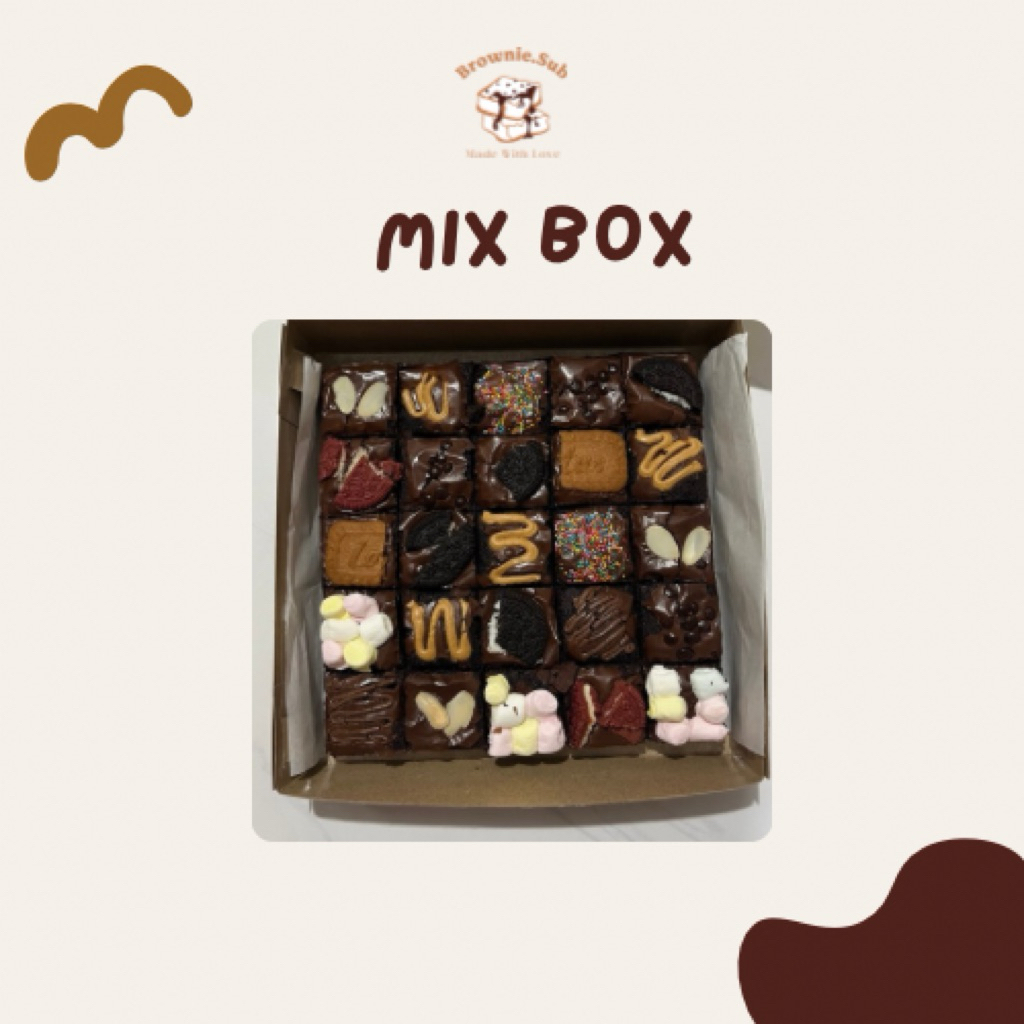 

Mix box brownies | Fudgy brownies | Brownies sekat | Brownies panggang | Brownies topping | Brownies oven