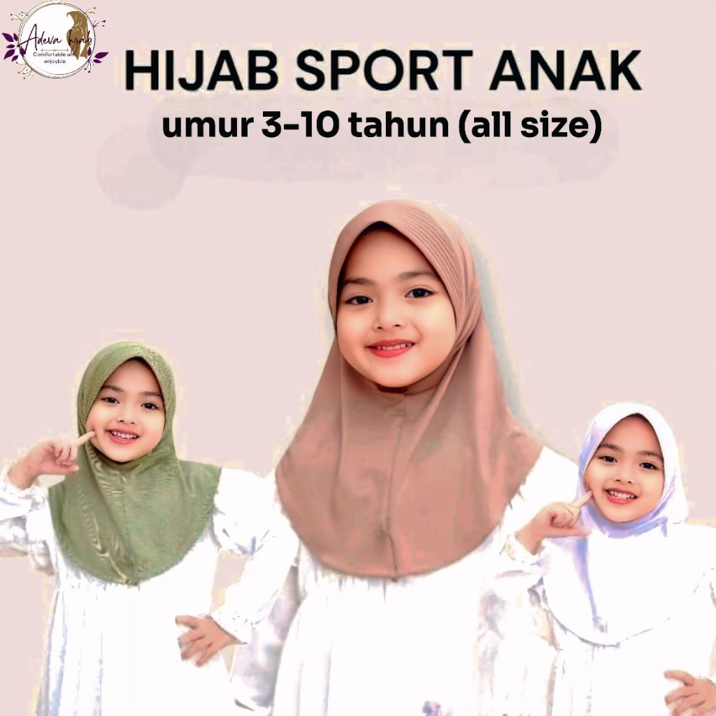 Jilbab instan anak/Bergo instan anak usia 3-10tahun