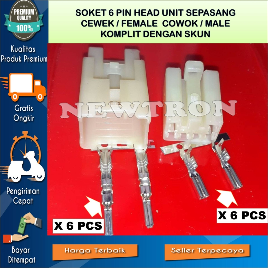 SOKET 6 PIN CEWE COWO MALE  FEMALE HEAD UNIT HU TAPE MOBIL  OEM TOYOTA AVANZA YARIS RUSH CALYA AGYA