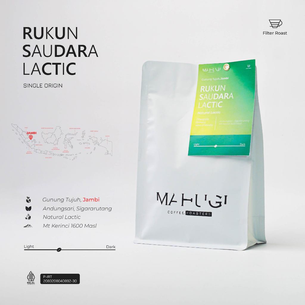 

Mahugi Coffee Rukun Saudara Lactic - Natural Lactic - Biji Kopi Arabika Speciality