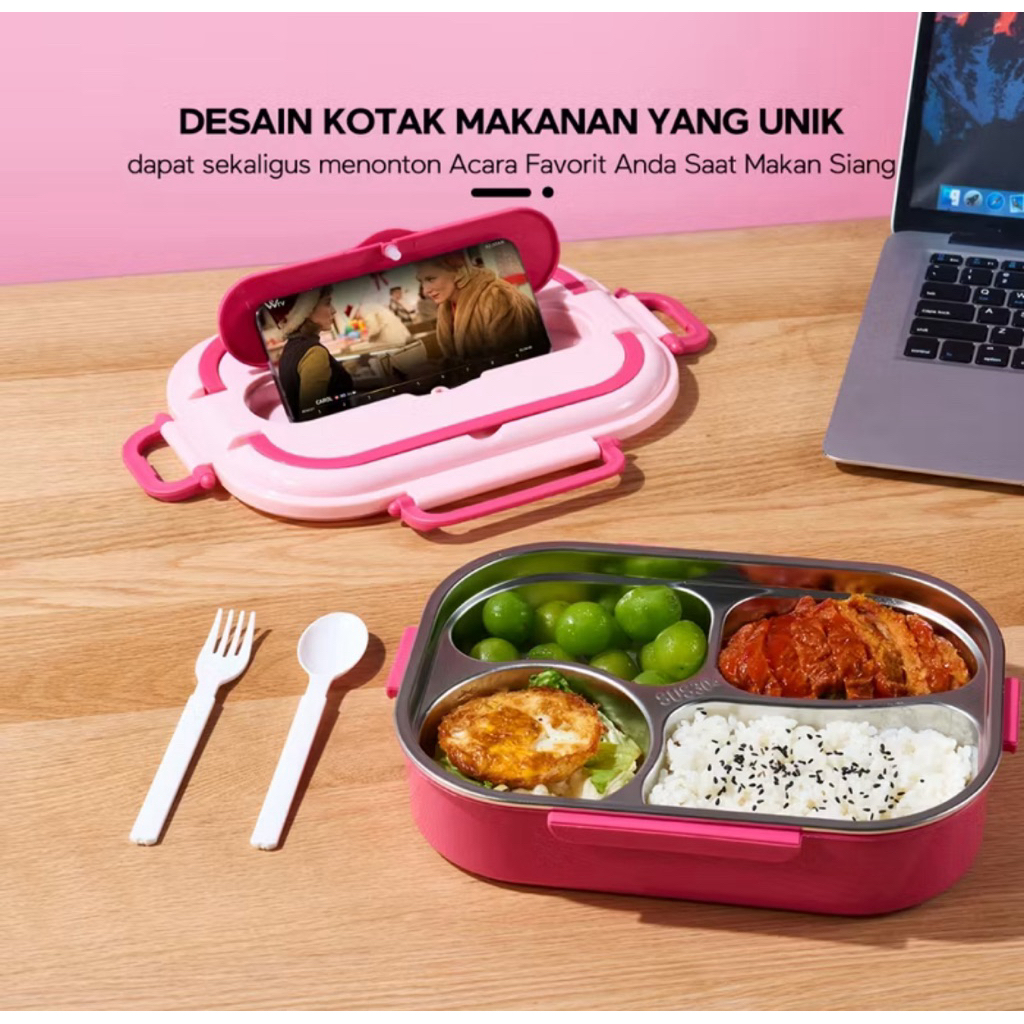 JS Lunch Box Stainless Steel Ecentio 1200Ml/Kotak Makan Stainless
