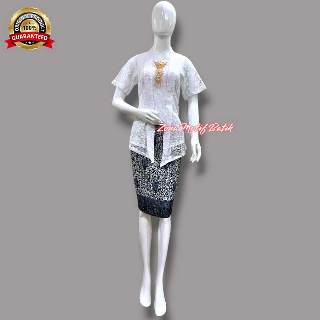 SETELAN BAJU KEBAYA KUTUBARU BROKAT LENGAN PENDEK MIX ROK PLISKET PENDEK MINI MODERN