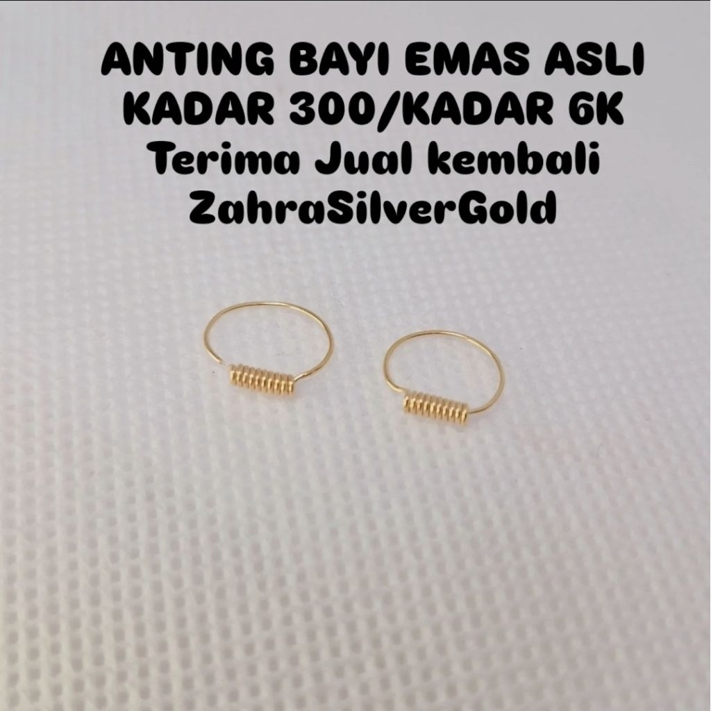 Anting Kait Bayi EMAS Muda Asli Gold 6k Kadar 300 (Terima Jual Kembali)