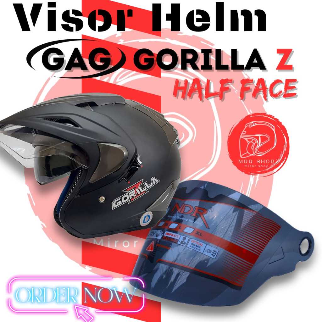 Kaca Helm GAD GORILLAZ NDR - Visor Warna Hitam-Bening untuk Berbagai Jenis Helm asli ndr