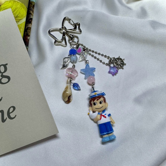 gantungan kunci trinkets peko-poko chan hp beads charm key and phone strap y2k aesthetic keychain cu