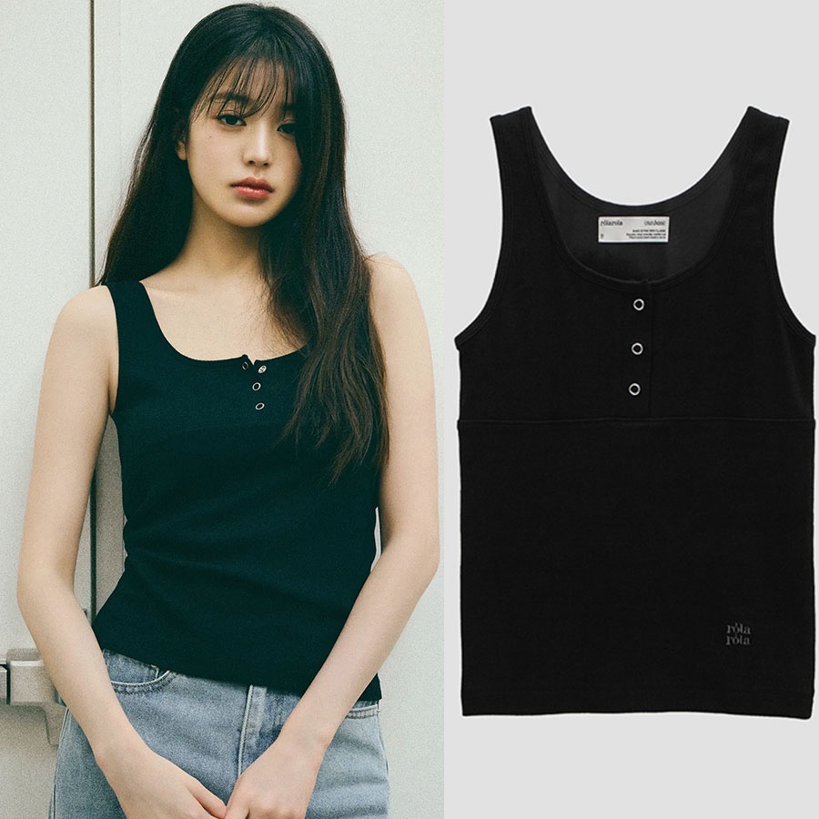 ROLAROLA NUBASIC BUTTON SLEEVELESS BLACK