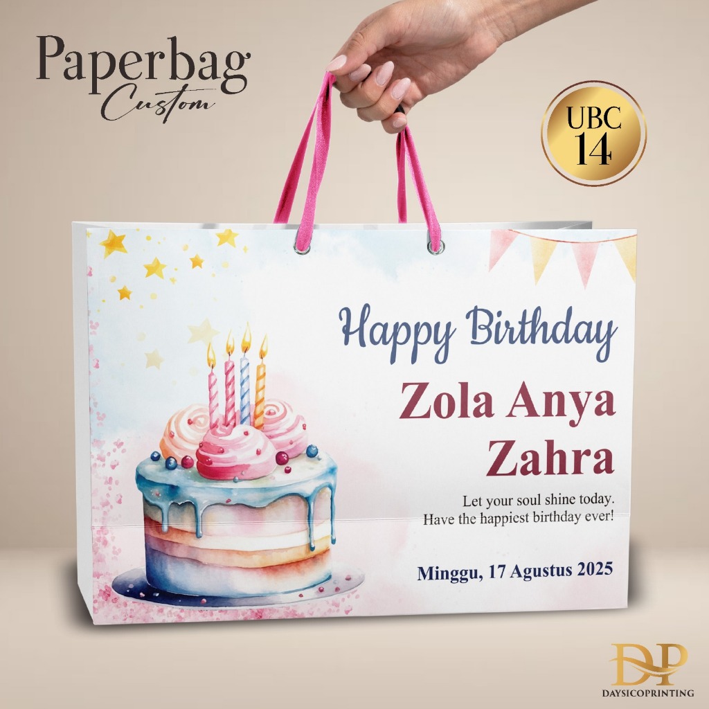 

TAS ULANG TAHUN MEWAH MURAH - PAPER BAG ULTAH BAHAN BRIEF CARD CUSTOM