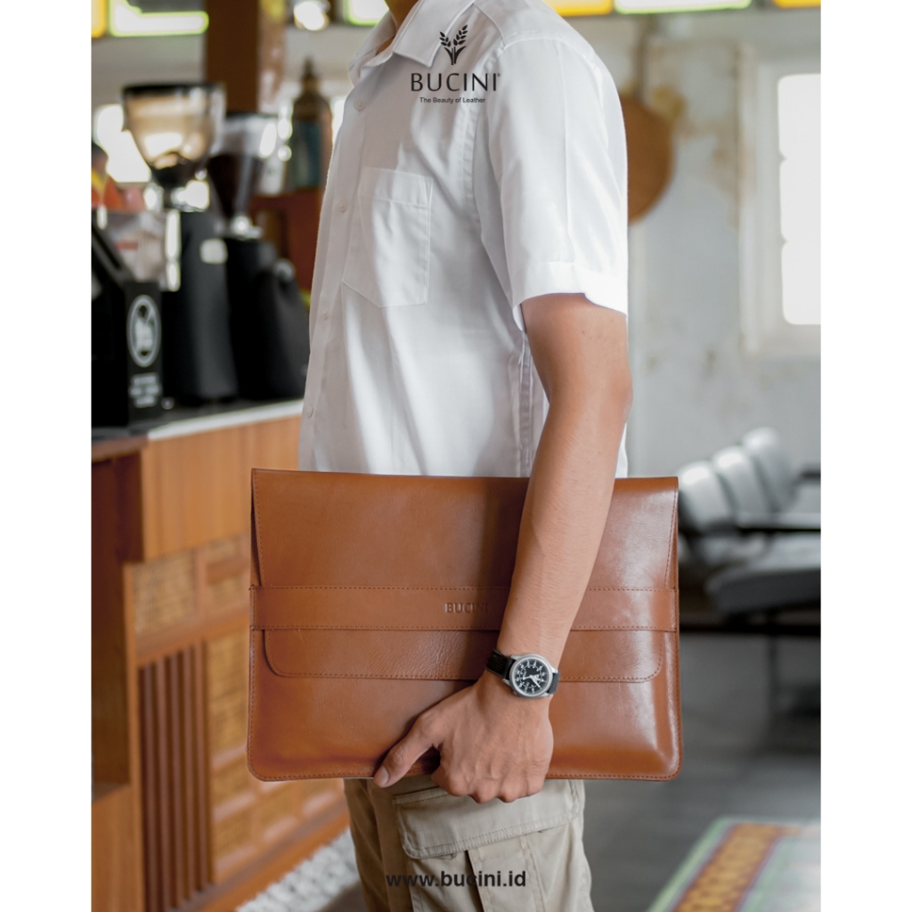Leather Sleeve Pouch Bag BUCINI Fitri I Sarung Laptop & Tas Laptop & Laptop Case 14 Inch Kulit Pria 