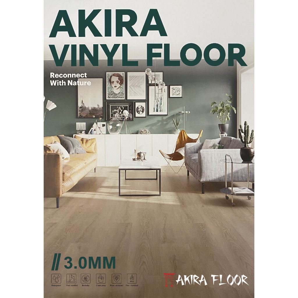 Vinyl Flooring AKIRA Tebal 3mm Motif Kayu / Luxury Vinyl Tile / Lantai Vinyl Lembaran Anti Rayap / L