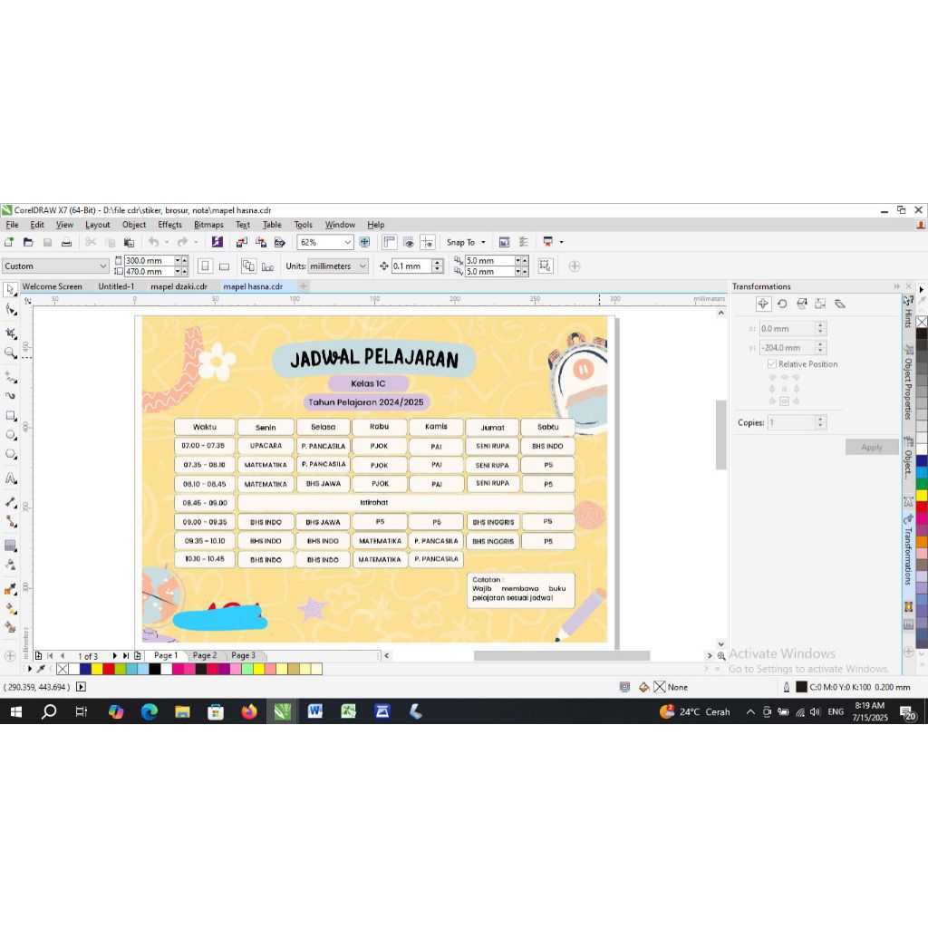 

Label Buku Mapel / Buku Tugas dan Jadwal Pelajaran Custom
