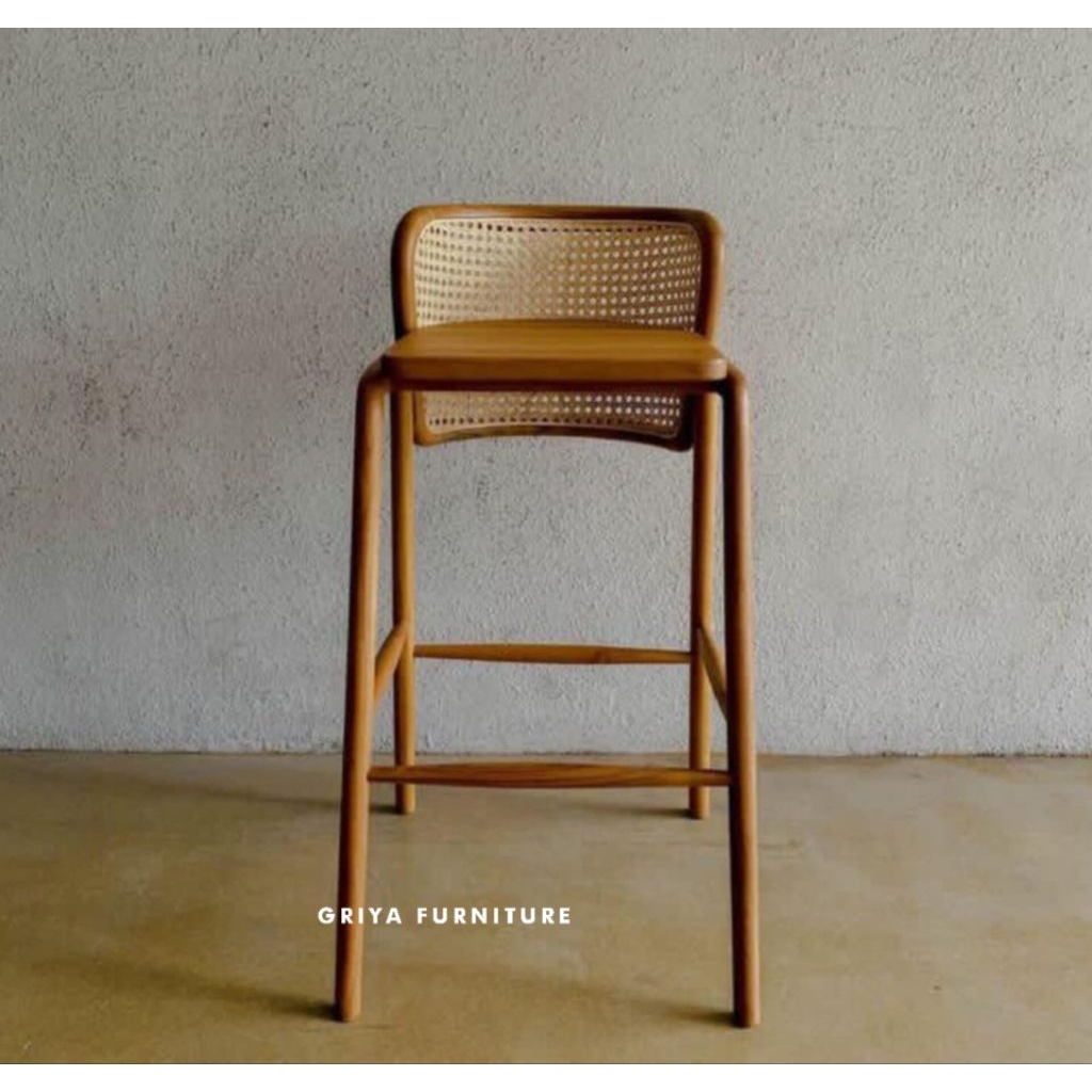 Kursi Bar Rotan Kursi Bar Stool Mini Bar Kursi Cafe Minimalis Kayu Jati