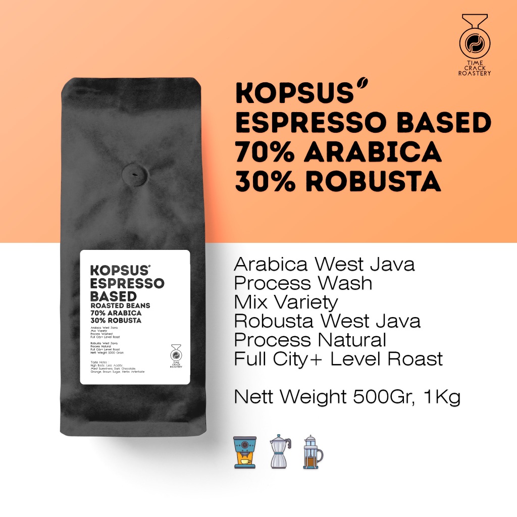 

Kopsus Espresso Based 70% Arabica 30% Robusta Roasted Beans / Biji Kopi Matang / House Blend Coffee