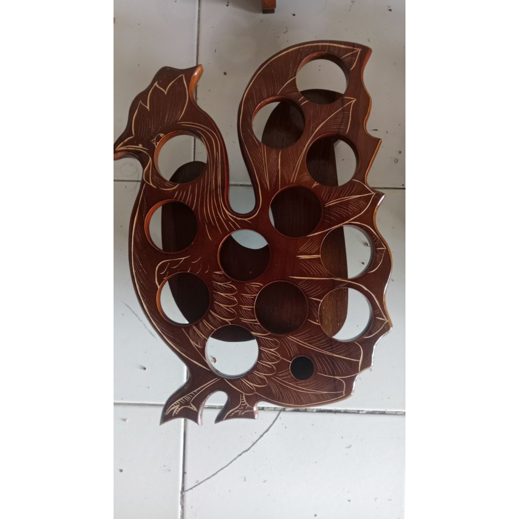 tempat aqua gelas kayu jati