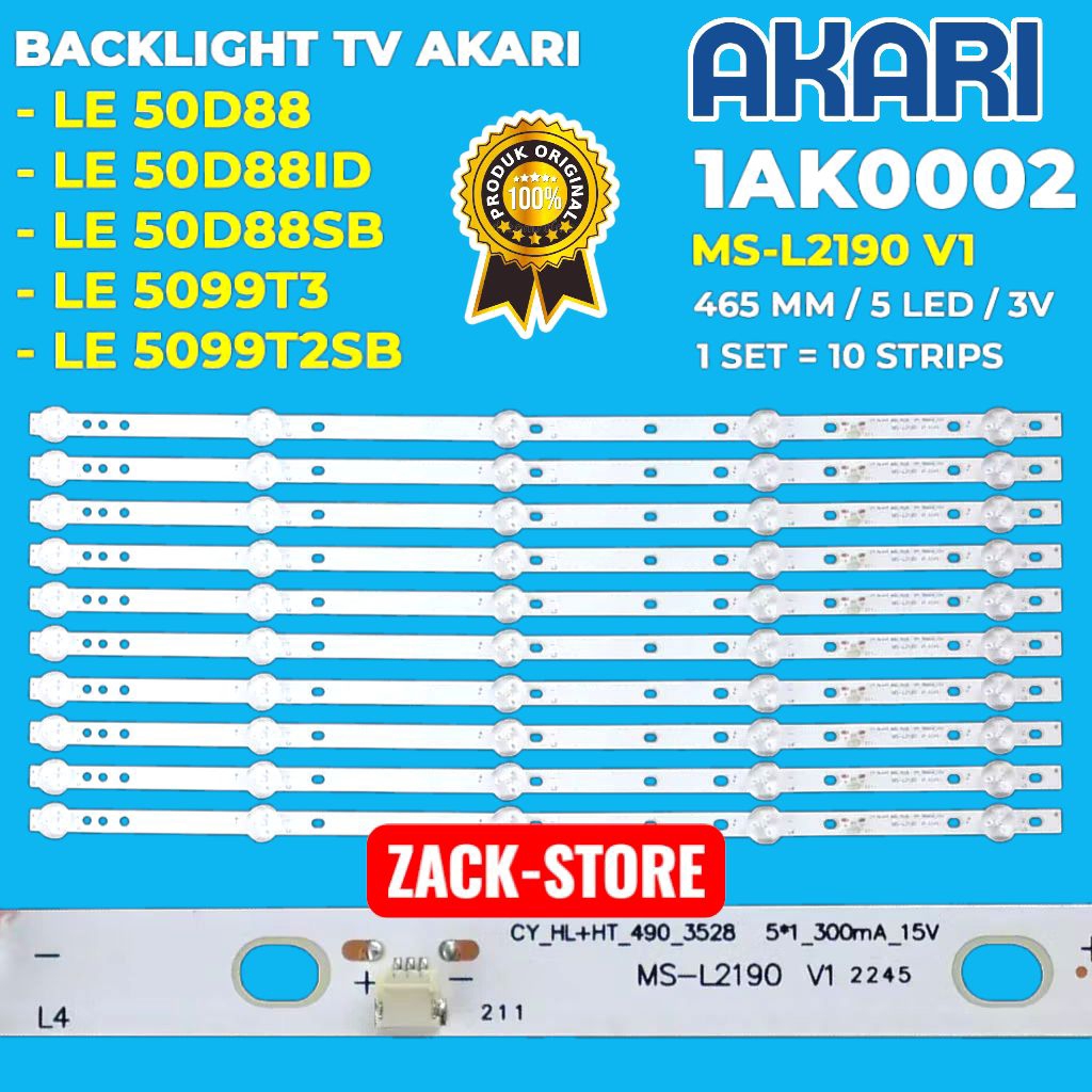 BACKLIGHT TV LED AKARI 50 INC LE-50D88 LE-50D88ID LE-50D88SB LE-5099T3 LE-5099T2SB LE 50D88ID 50D88S