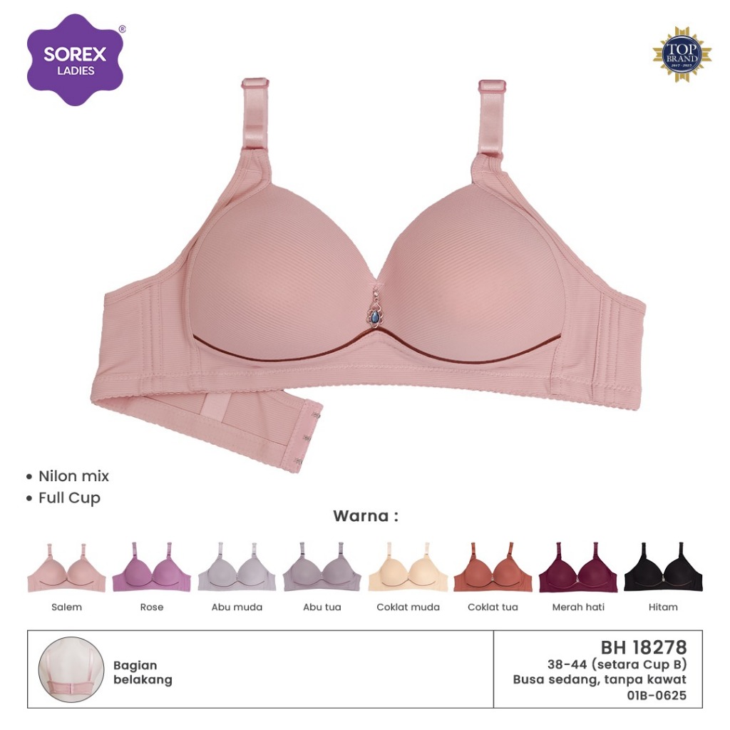 Sorex Bra Bh Sorex 18278 Cup B (38-44) Kait 3 Tekstur Garis | Busa Tipis Tanpa Kawat