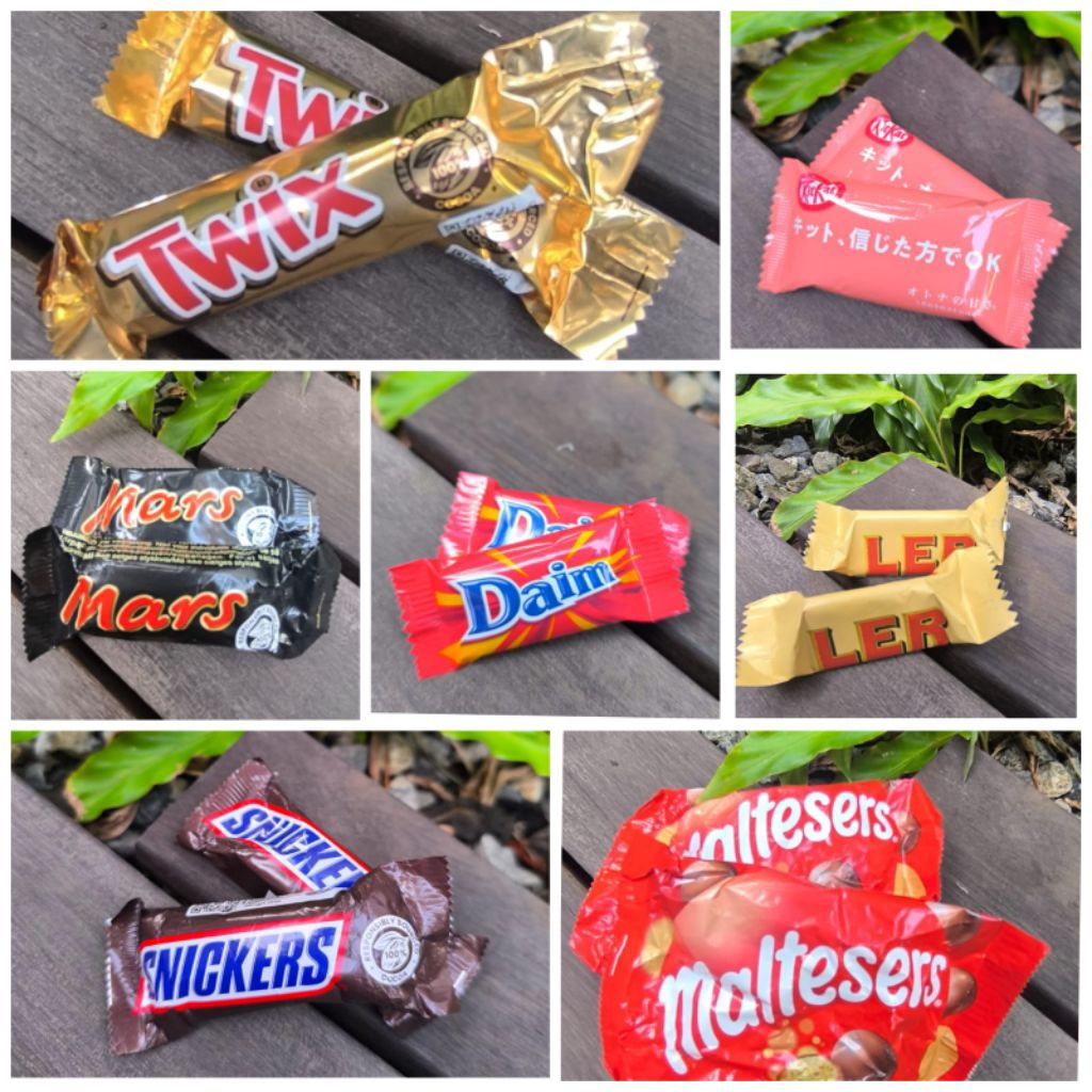 

Cokelat Eceran TWIX KITKAT MARS DAIM TOBLERONE SNICKERS MALTESERS handcarry Singapore