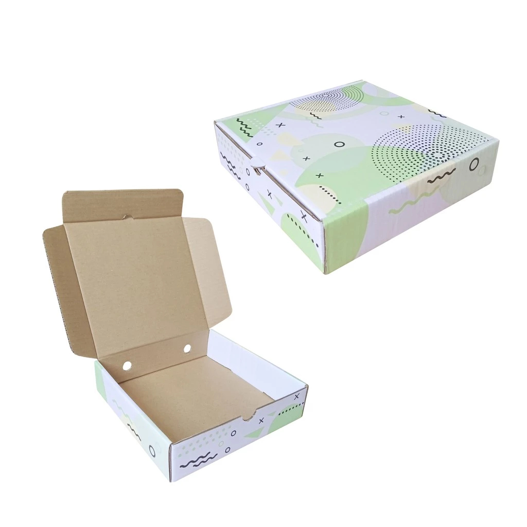 

5 Pcs Kotak Model Pizza Ukuran 21x21x5cm Kemasan Hampers Kado Box Die Cut Desain Green Circle