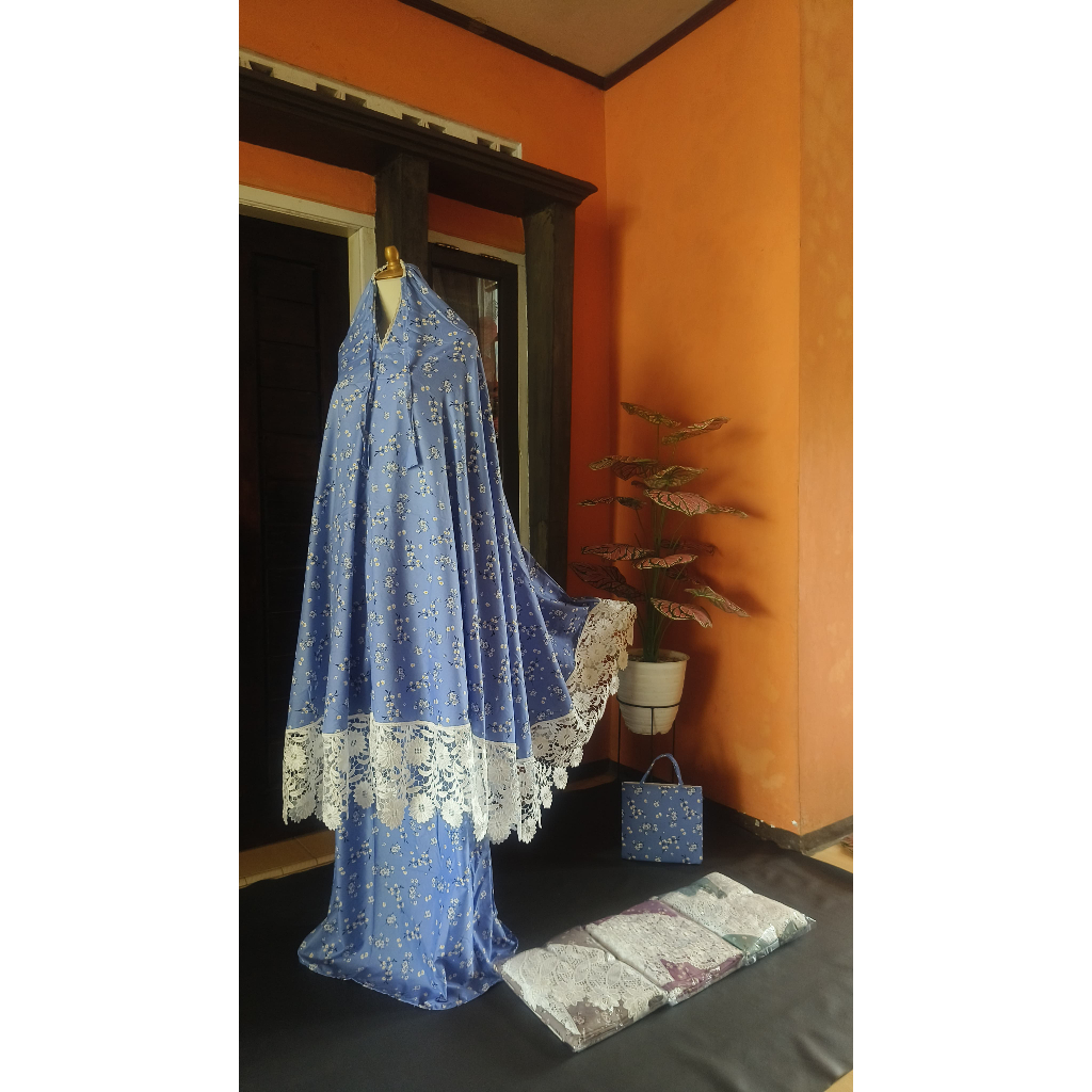 Mukena Dewasa Katun Mikro Motif Premium Mewah Renda Zipper Jumbo Mukenah Dewasa Jumbo