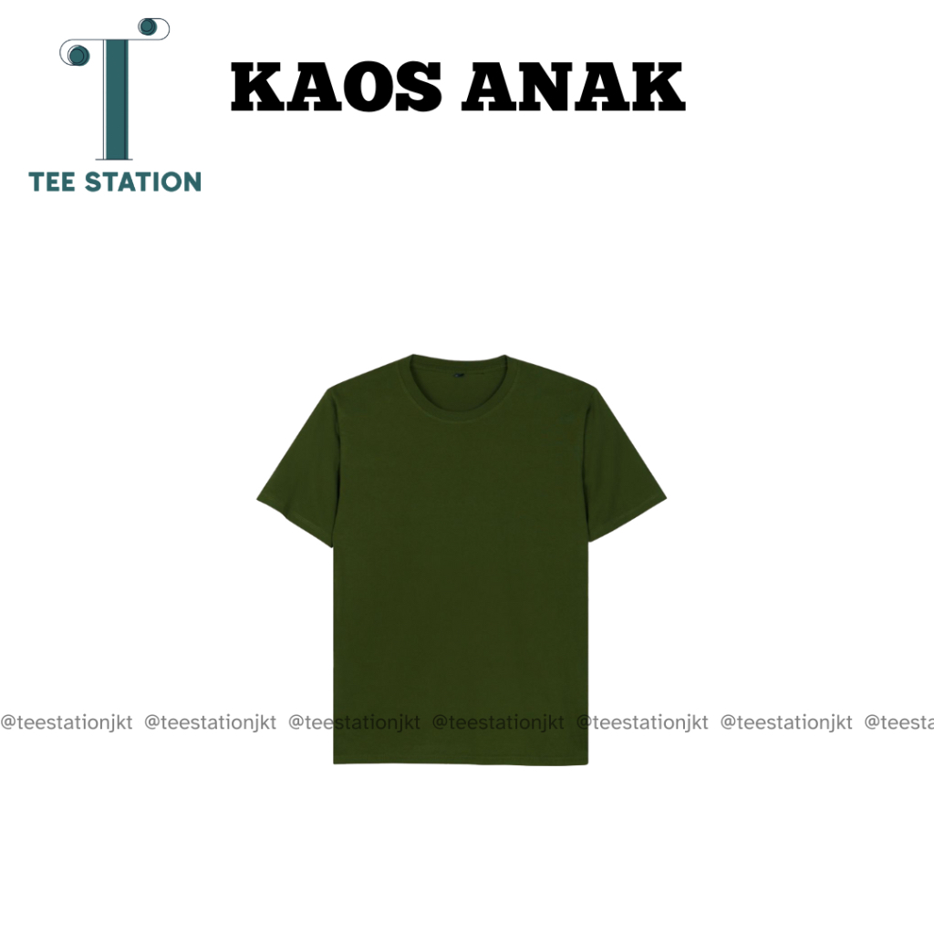 KAOS ANAK POLOS ARMY HIJAU KIDS T-SHIRT FASHION CEWEK COWOK PEREMPUAN LAKI-LAKI KATUN PREMIUM DISTRO