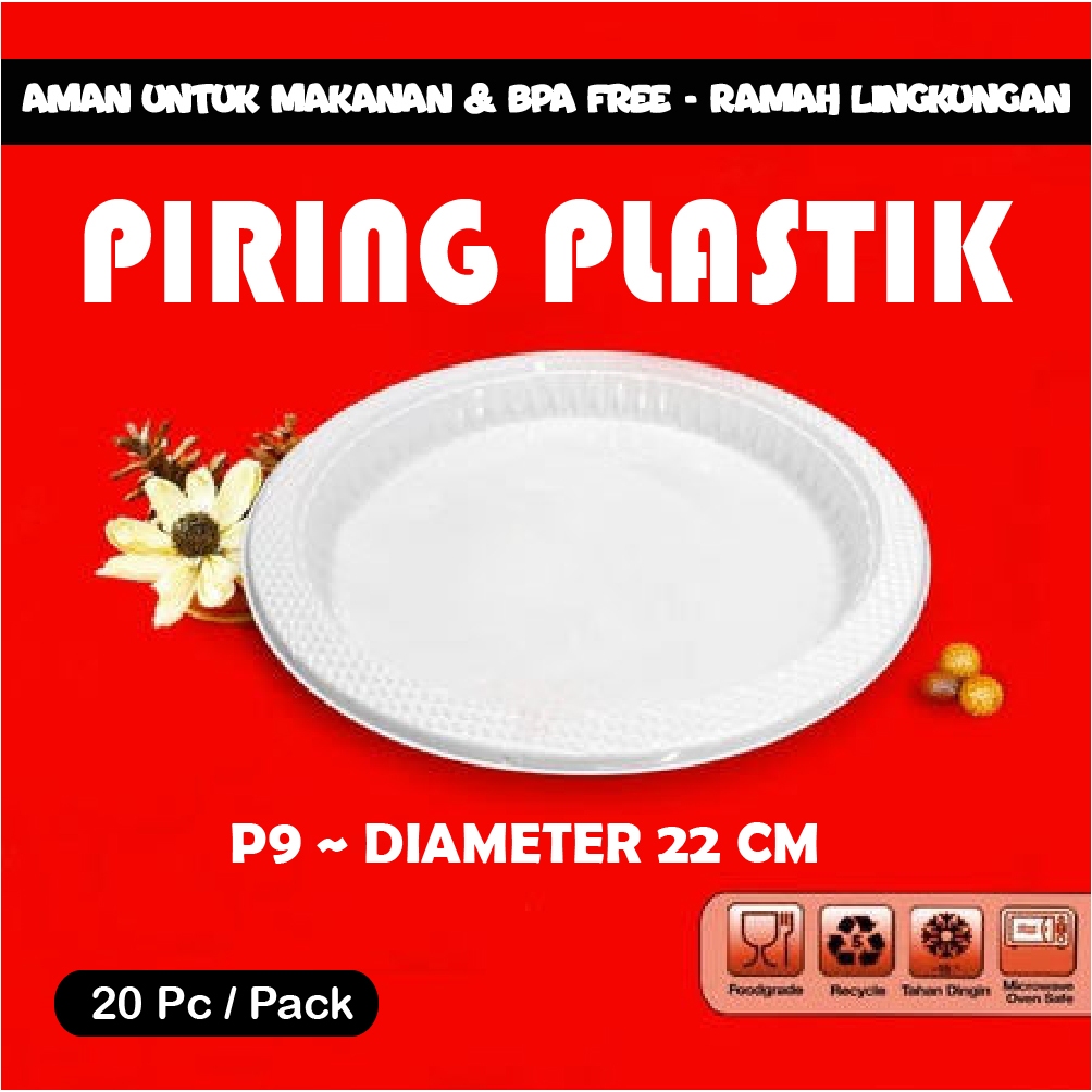 Piring Makan Plastik - Piring Ekonomis - Piring Plastik Murah - Piring Plastik Putih - Piring
