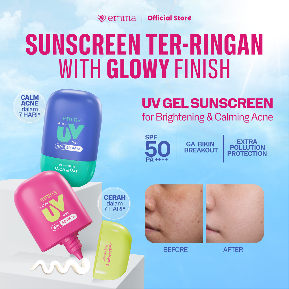 NEW Emina UV Gel Sunscreen SPF 50 PA++++ Series - Sunscreen Wajah, Sunscreen Gel, Melindungi dari Si