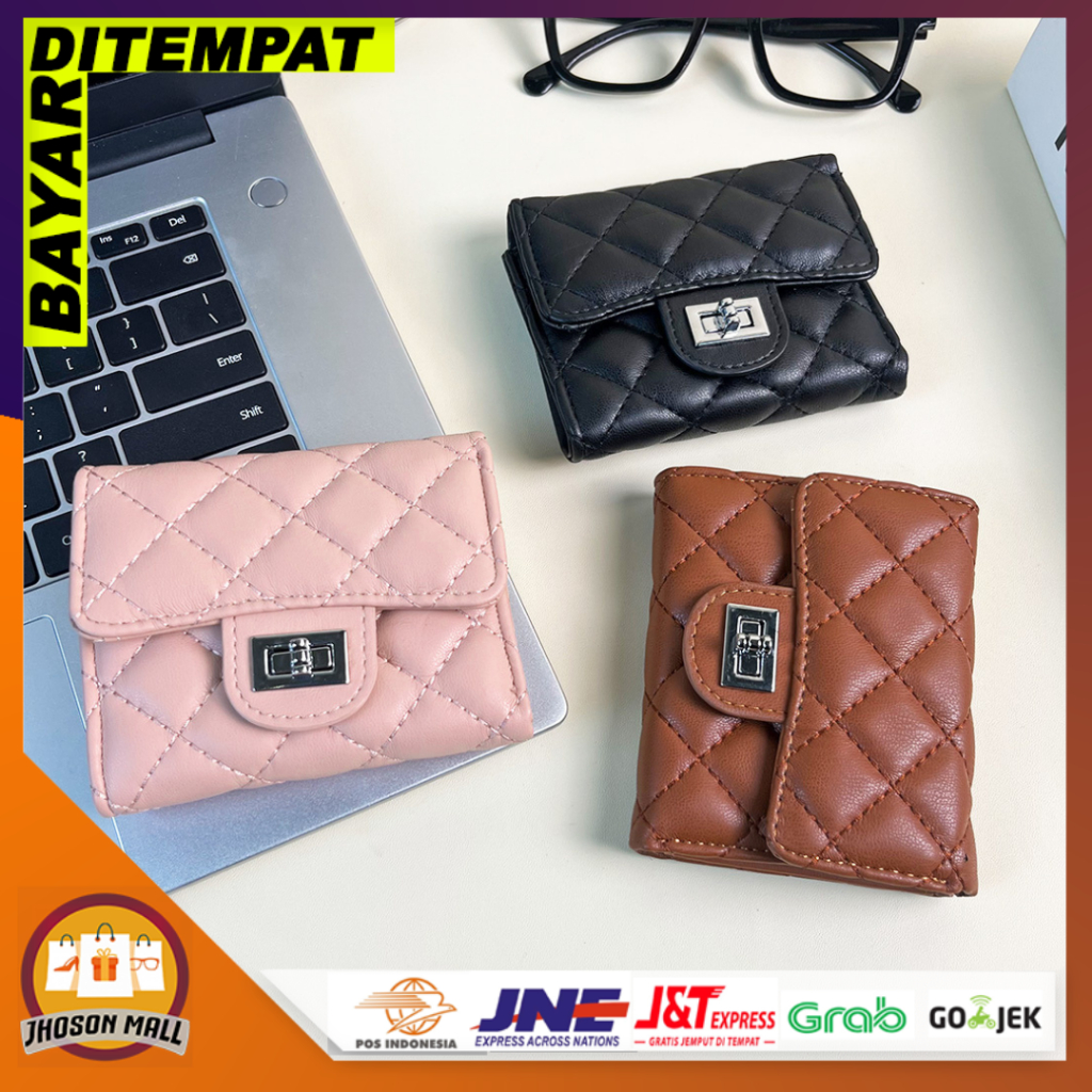 JM Dompet Lipat Mini Dompet Fashion Wanita Import  Simple Minimalist Kulit PU Women Wallet D107