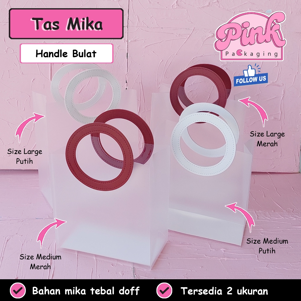 

Tas Mika Transparan Model Handle Bulat Tas Souvenir Mika PVC Doff Goodiebag Hampers Tote Bag Hajatan