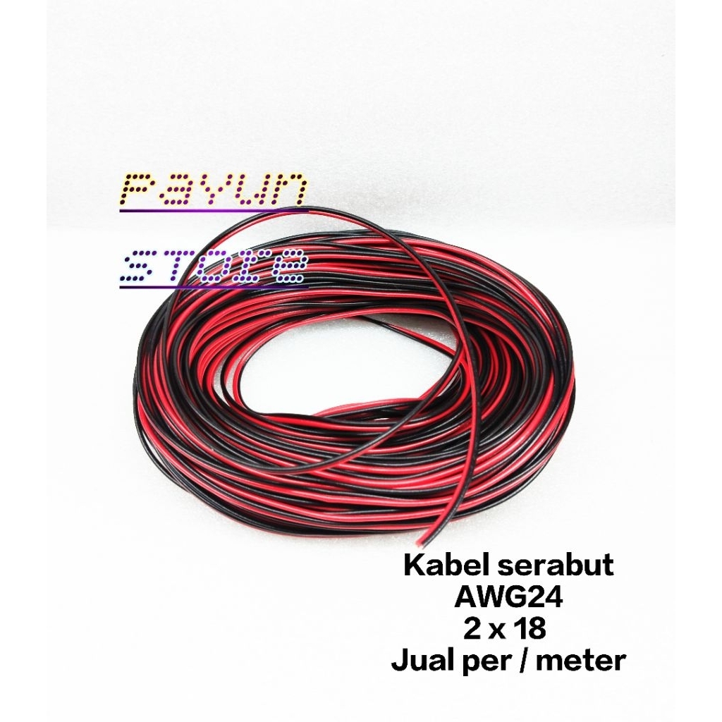 Kabel Serabut Awg24 / Kabel Double 2x18 Awg 24 Merah