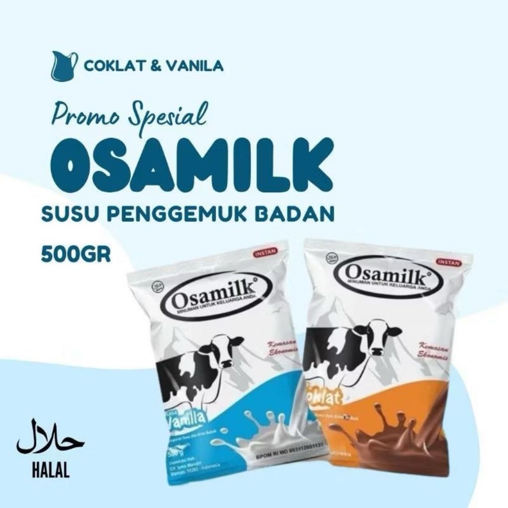 

Osamilk - Susu Sapi Bubuk Penambah Berat Badan Osamilk Vanila Dan Coklat Isi 500 Gr