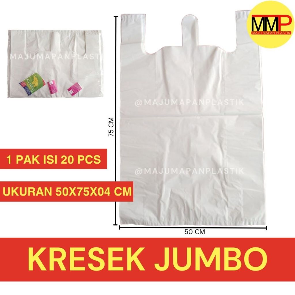 [20 Pcs] Tas Kresek Jumbo Ukuran 50x75x04 / Kresek Laundry Besar / Kresek Catering Makanan
