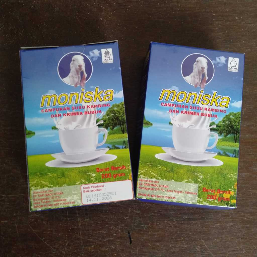 

Susu Kambing MONISKA - Campuran Susu Kambing dan Krimer Bubuk 200gram - BPOM dan HALAL