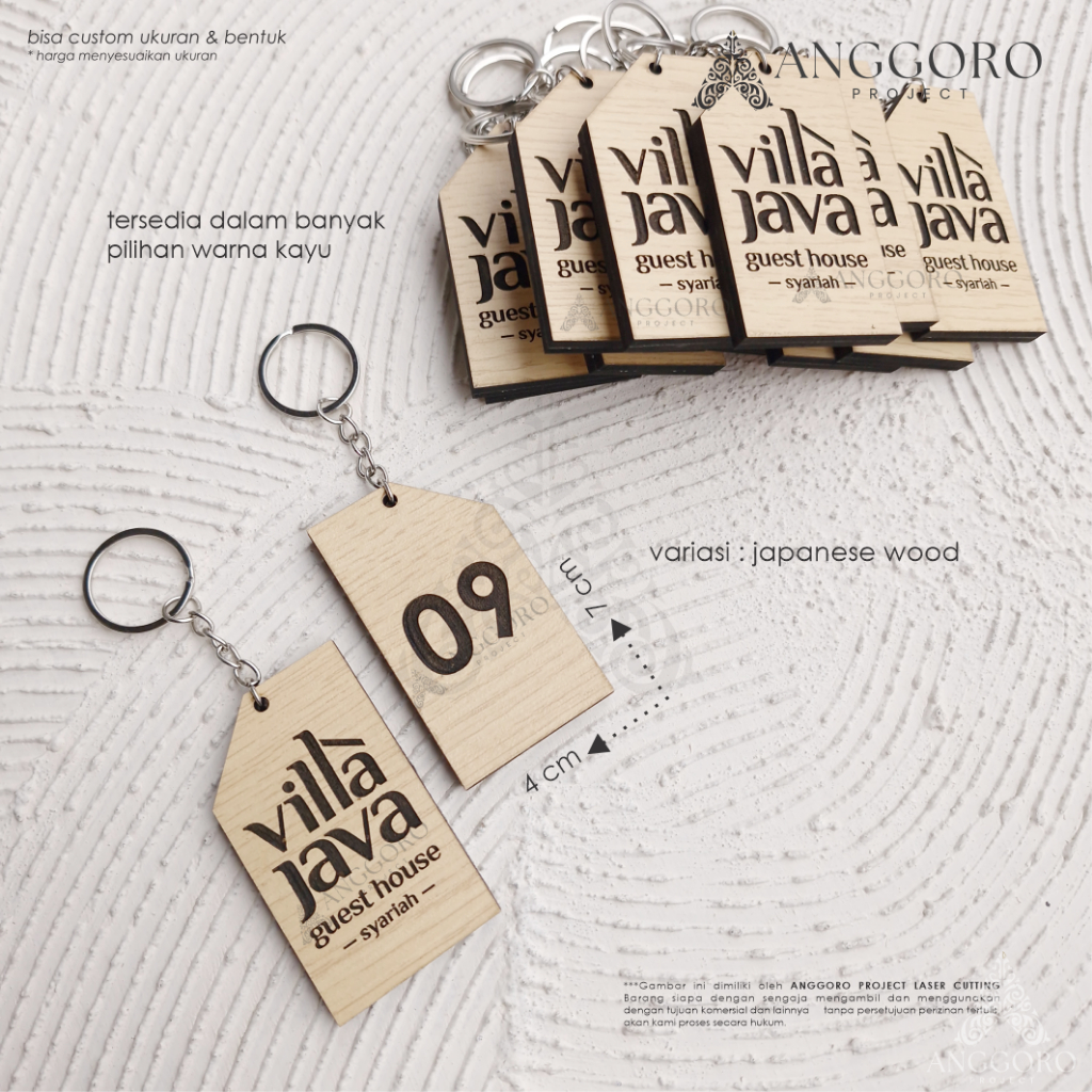Gantungan Kunci Kayu Hotel / Guest House / Kost / Penginapan / Ganci Murah Ganci Loker