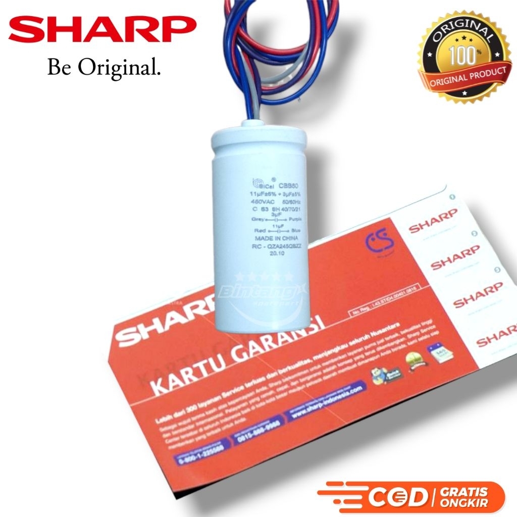 Kapasitor Mesin Cuci Sharp Original 11+3 uf Kapasitor Mesin Cuci 11+3 uf