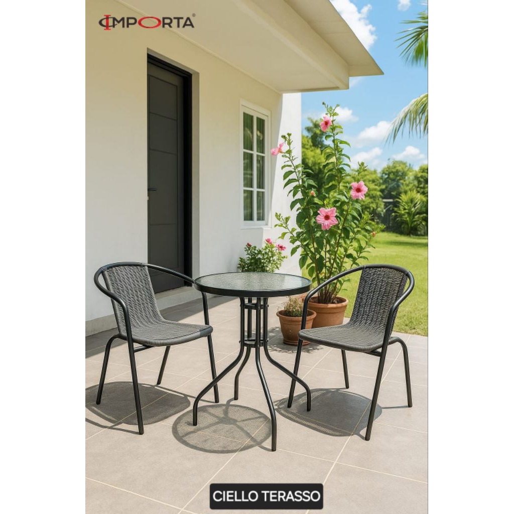 kursi teras outdoor minimalis aesthetic besi set 2 kursi