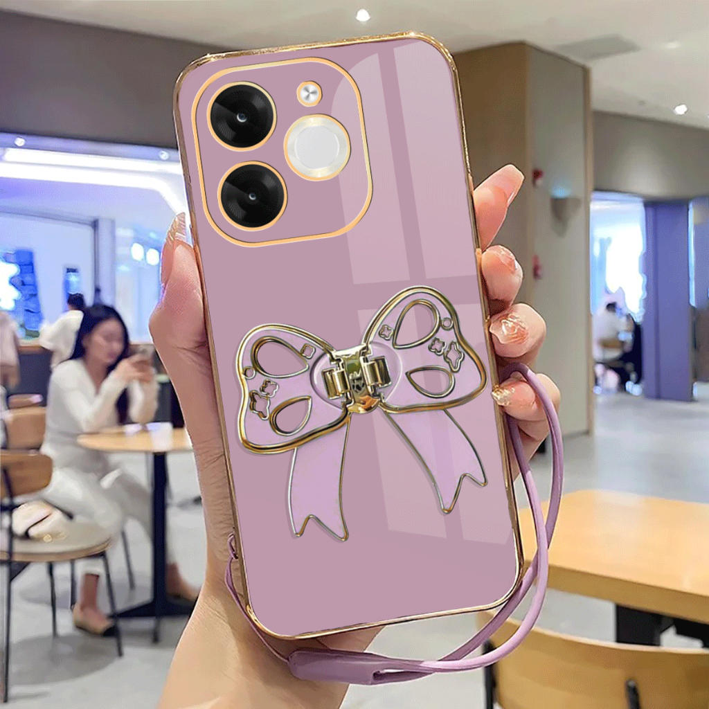 Soft Case Infinix Itel A80 Case Stand Holder Silicone Luxury Plating