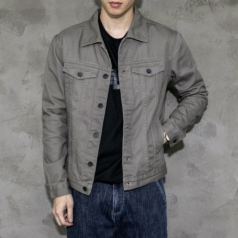 Jaket pria denim jeans non stretch tebal reguler jins cowok  teren terbaru kekinian sobek dan polos 