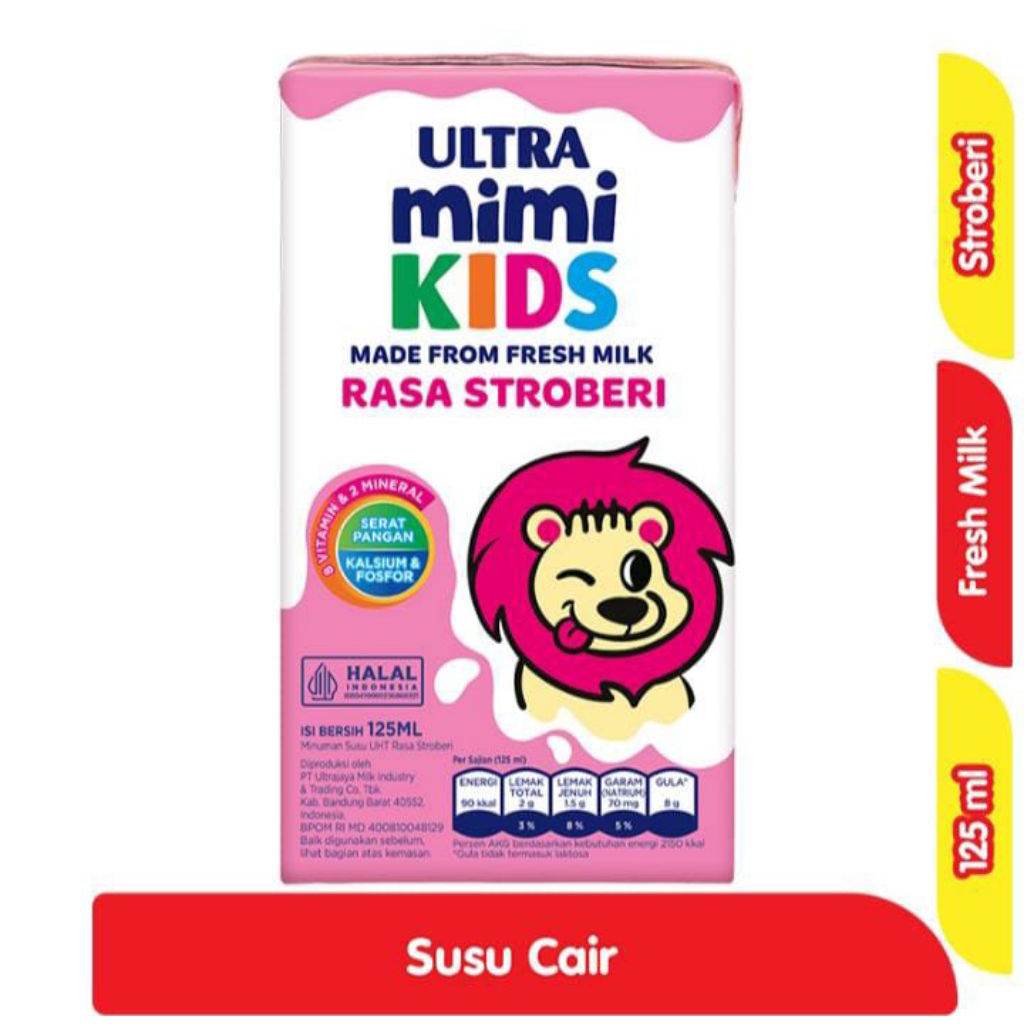

[6 PCS] Susu UHT Ultra Mimi 125ml Rasa Strawberry