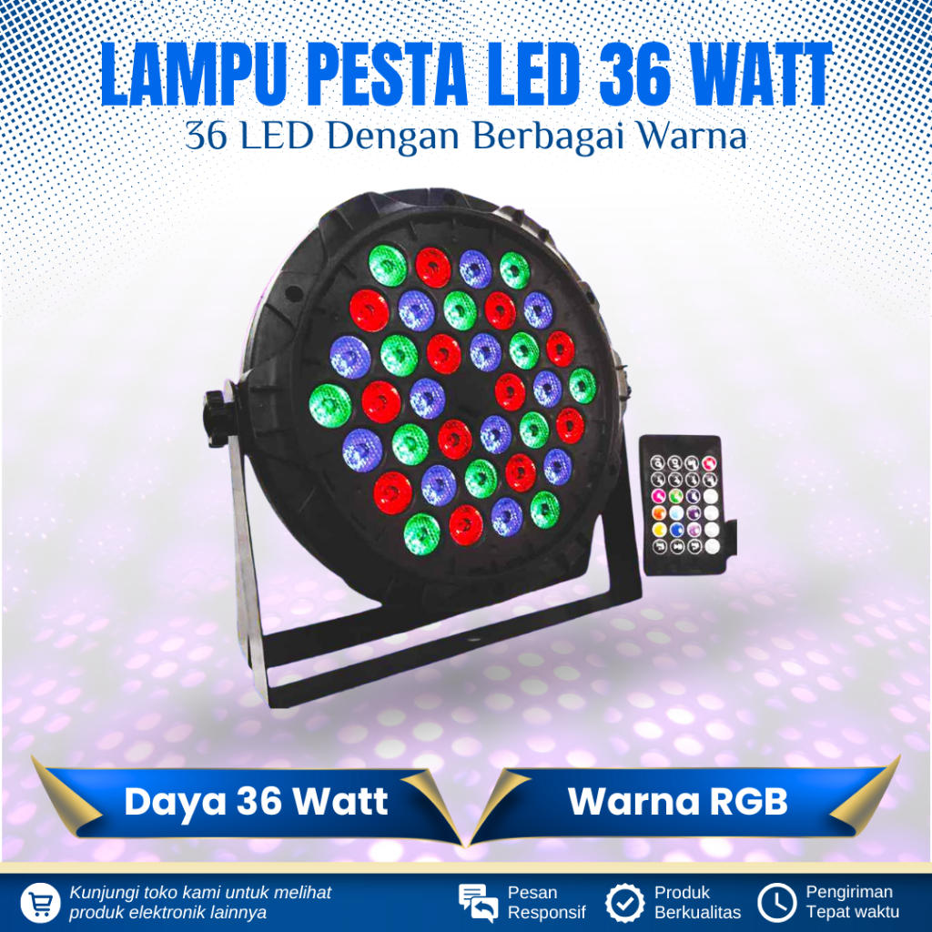LAMPU SOROT DISCO LED 36 WATT RGB MITSUYAMA LAMPU PESTA WARNA WARNI LAMPU DISKO SOROT 36 LED RGB