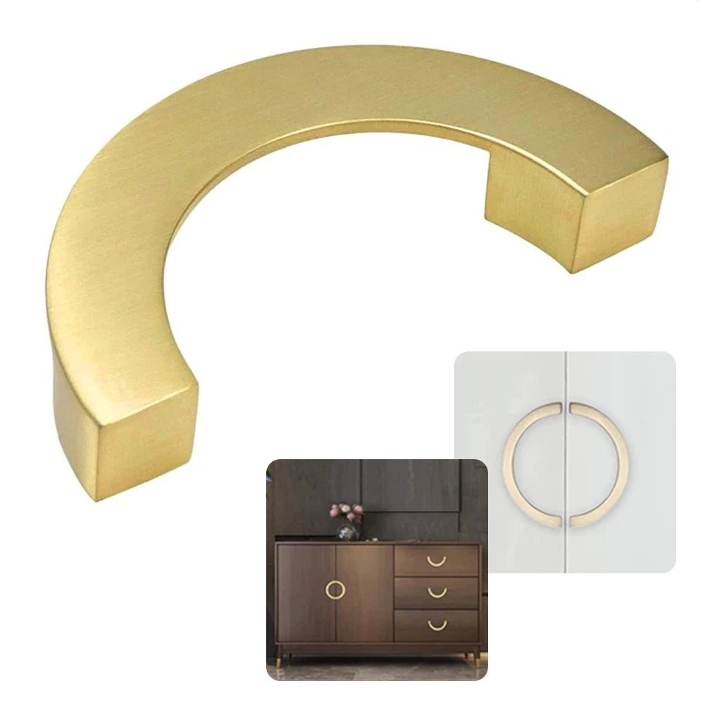 Setengah Lingkaran Gold Handle Lemari Panjang 96Mm
