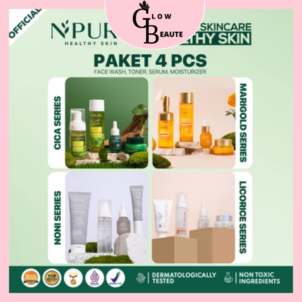 【PAKET 4PCS ALL SERIES】 NPURE Paket Face Wash + Toner + Serum + Moisturizer / Brightening / Acne / A