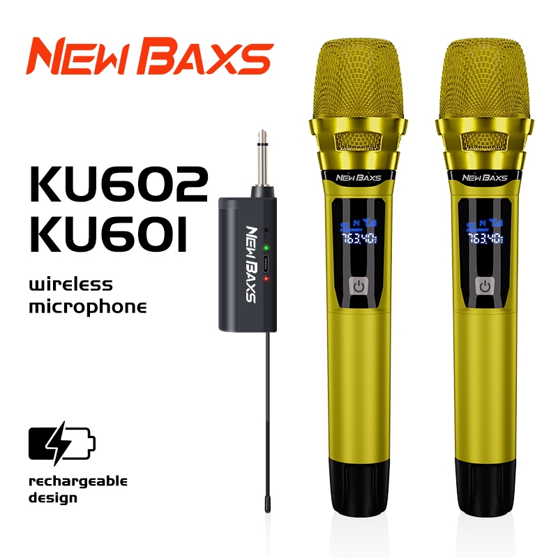 NEW BAXS Mic wireless 2 mic murah KU601/KU602 Mikrofon Isi Ulang,microphone wireless Cocok untuk ber