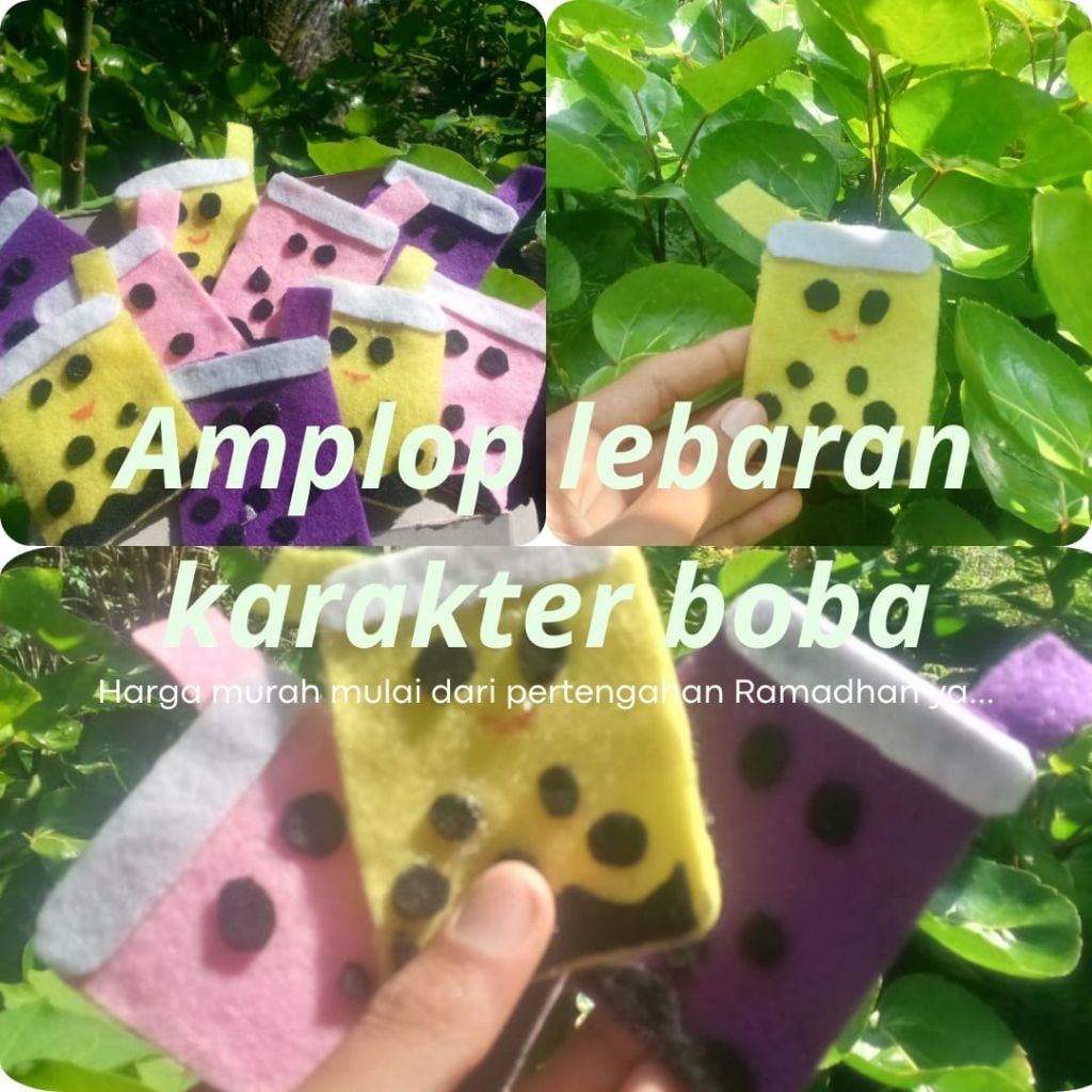 

amplop lebaran terbuat dari kain flannel, Banyak motif dan bentuk seperti Karakter dan lain lain...