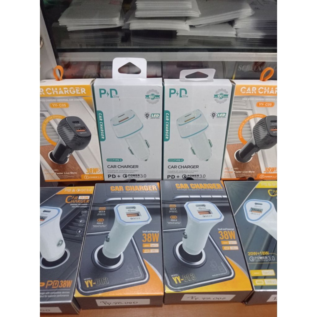 CAR CHARGER - CHARGER MOBIL/MOTOR - adaptor saver mobil 38watt / 20watt FAST CHARGING QUALCOMM 3.0 P