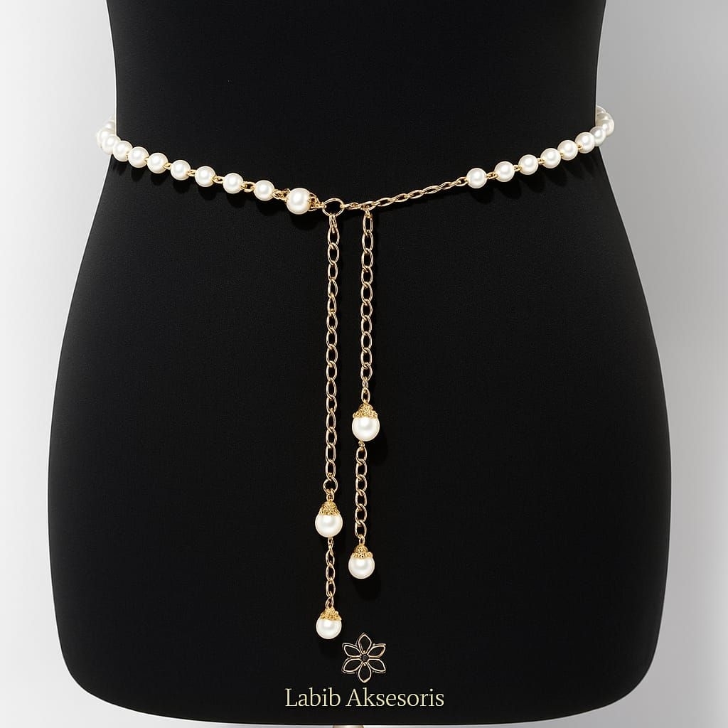 (NEW)Gesper Ikat Pinggang Mutiara Ikat Pinggang Wanita Elegan Tampil Lebih Mewah Aksesoris Fhasion