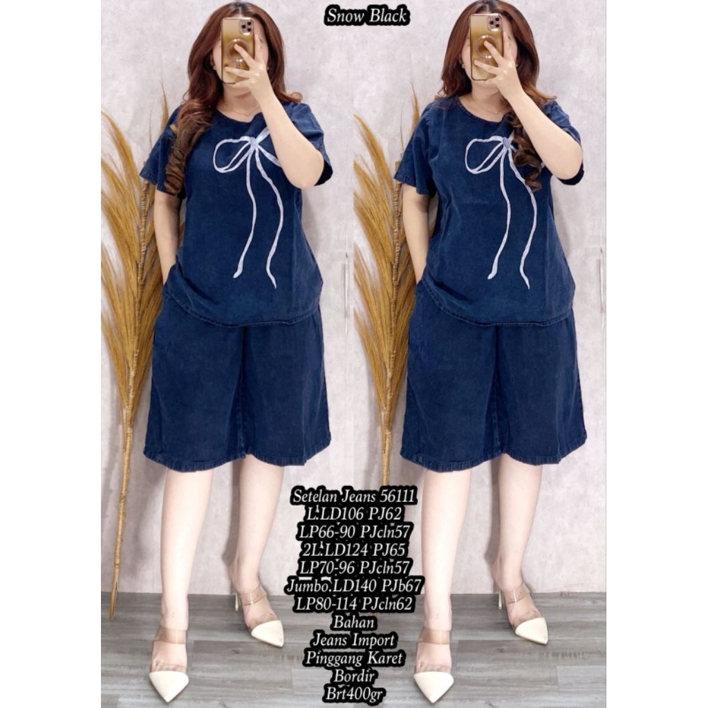 Setelan wanita jeans import new model 56111/47691 ( L ld 106 dan 2L/XXL ld 124 dan jumbo ld 140 )